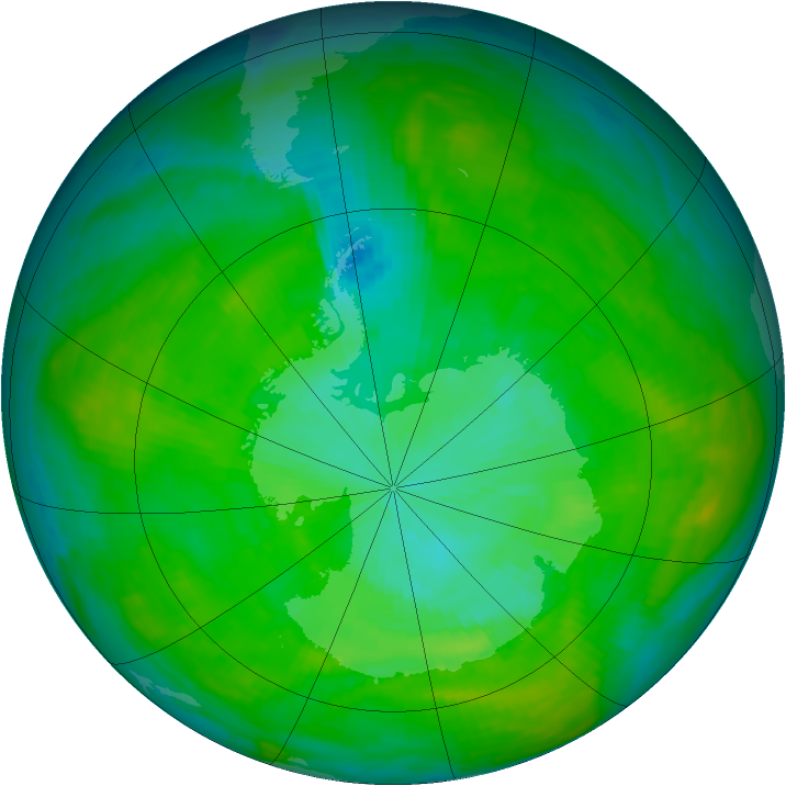 Antarctic ozone map for 26 December 1984